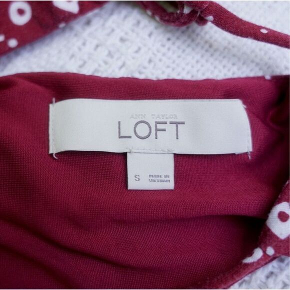 LOFT Burgundy White Casual Long Maxi Dress - Picture 8 of 9